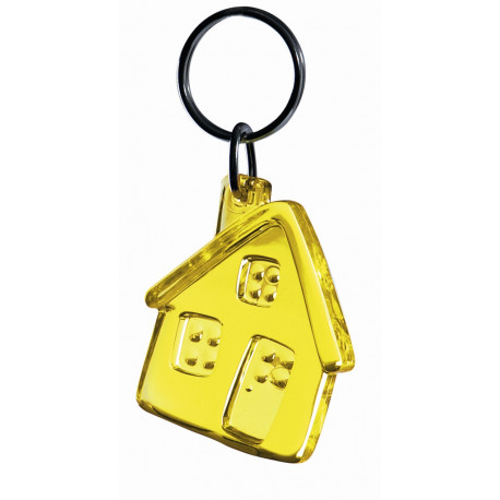 Hus gul transparent nøglering & taskepynt