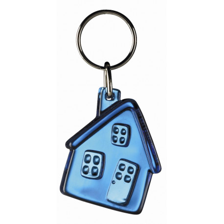Hus blå transparent nøglering & taskepynt