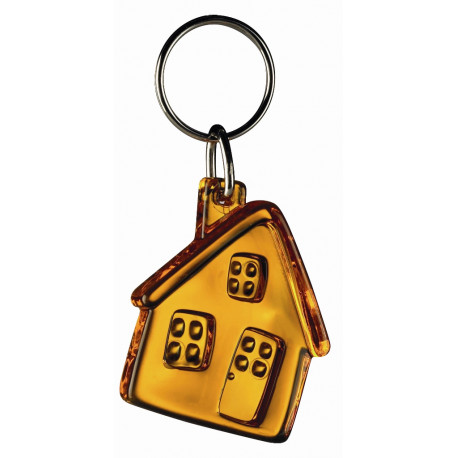 Hus orange transparent nøglering & taskepynt
