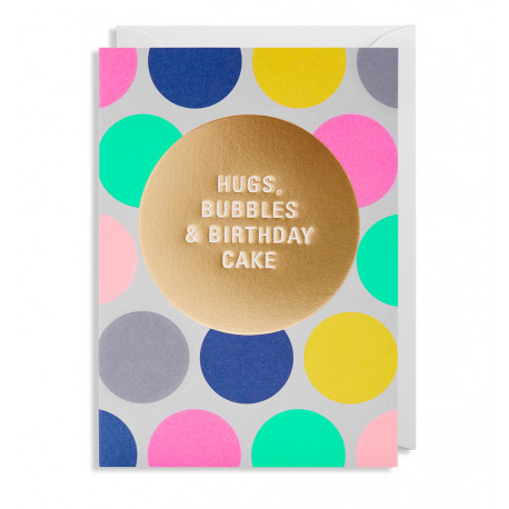 Hugs, Bubbles & Birthday Cake - Kort & kuvert - Lagom