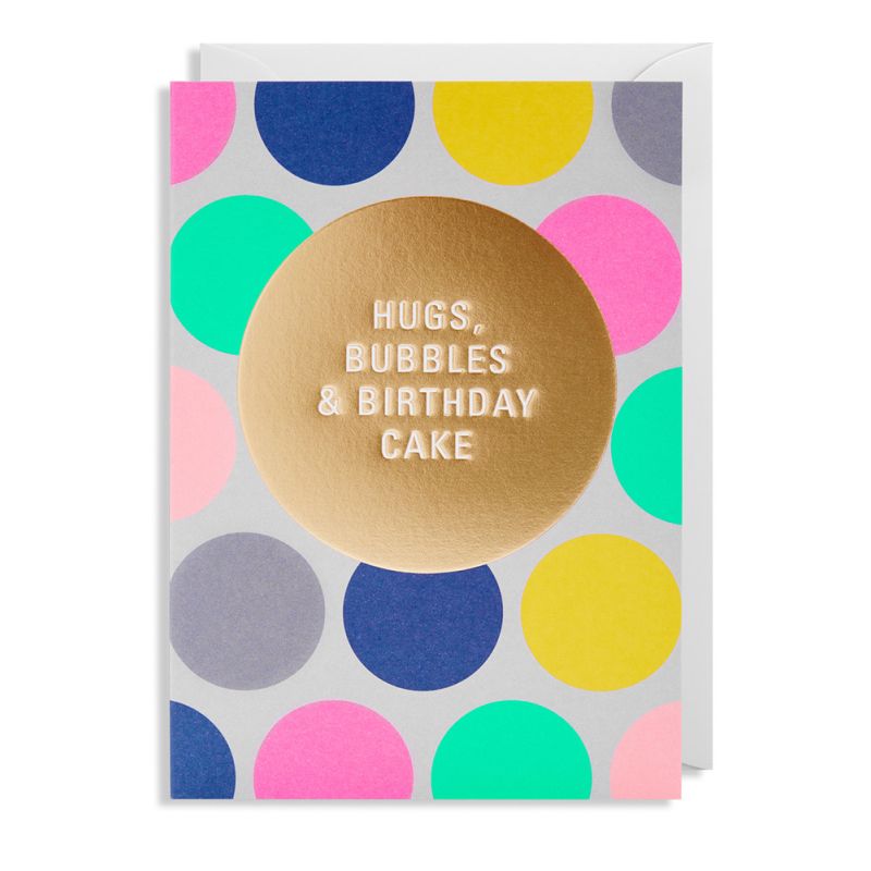 Hugs, Bubbles & Birthday Cake - Kort & kuvert