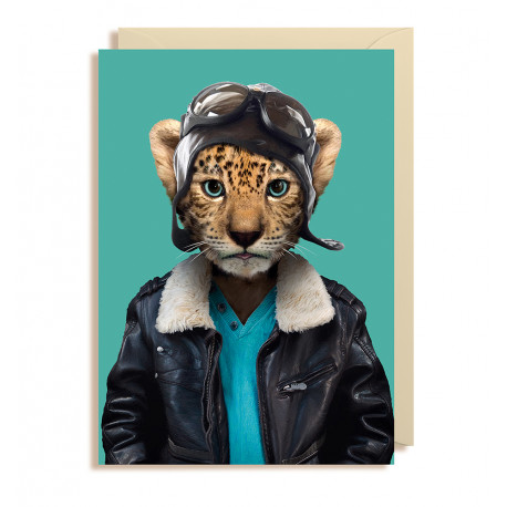 Leopard portræt - Kort & kuvert - Lagom