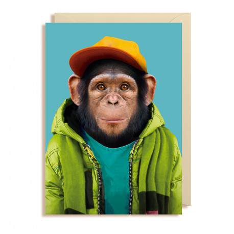 Chimpanse portræt - Kort & kuvert - Lagom