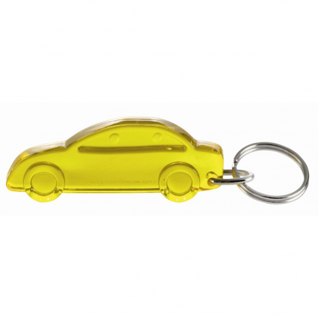 Bil gul transparent nøglering & taskepynt