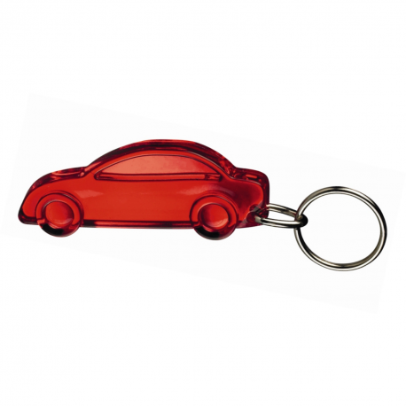 Bil rød transparent nøglering & taskepynt