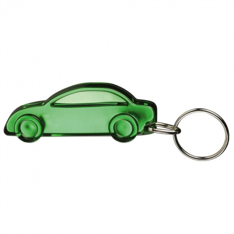 Bil grøn transparent nøglering & taskepynt