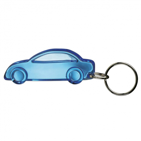 Bil blå transparent nøglering & taskepynt