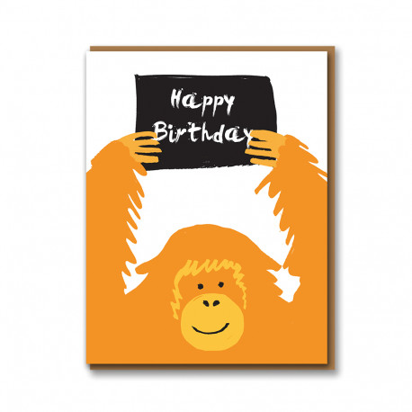 Happy birthday Orangutan - Fødselsdagskort & kuvert 