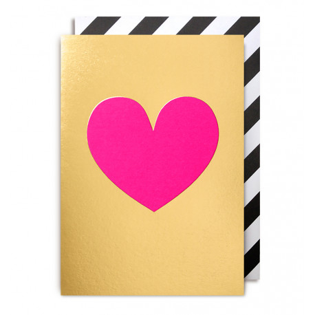 Pink hjerte på guld baggrund - Kort & kuvert - Lagom