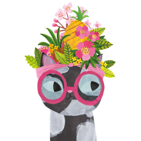Kat med blomster - Kort & kuvert - The Art Group