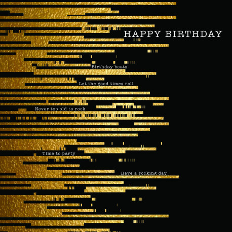Happy Birthday guld & sort - Fødselsdagskort & kuvert - Paper Rose