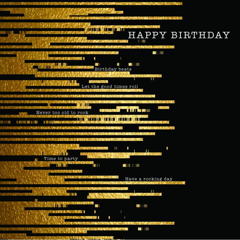 Happy Birthday guld & sort - Fødselsdagskort & kuvert - Paper Rose