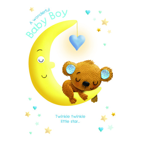 Baby Boy on the Moon - Barselskort & kuvert - Paper Rose