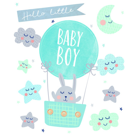 Hello Little Baby Boy - Barselskort & kuvert - Paper Rose