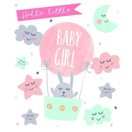 Hello Little Baby Girl - Barselskort & kuvert - Paper Rose