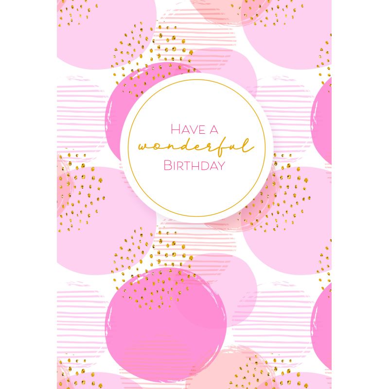 Rosa & guld Have a Wonderful Birthday - Fødselsdagskort & kuvert