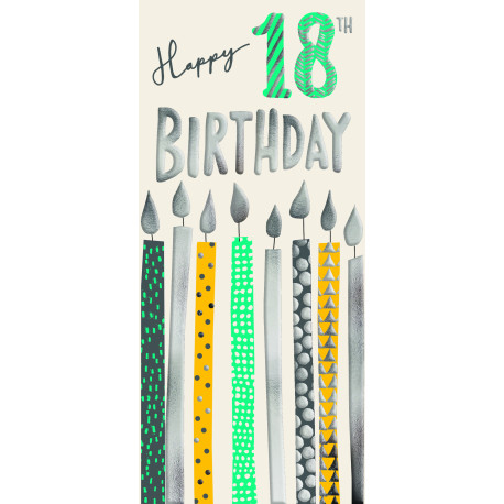 Happy 18th Birthday - Aflangt kort & kuvert - Paper Rose