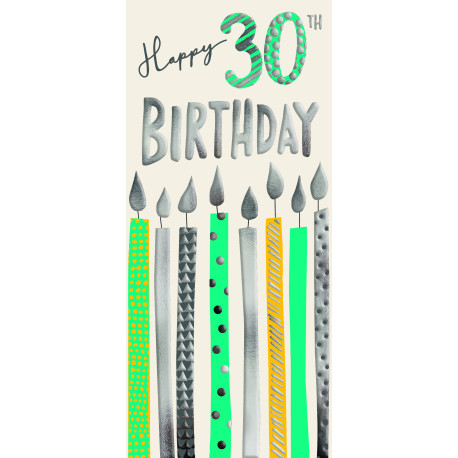 Happy 30th Birthday - Aflangt kort & kuvert - Paper Rose