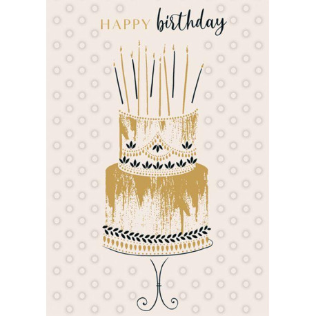 Guld & sort lagkage - Fødselsdagskort & kuvert