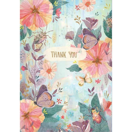 Thank You sommerfugle & guld - Takkekort & kuvert