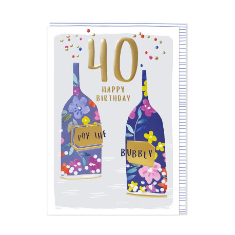 Happy Birthday 40 år med guld print - Fødselsdagskort & kuvert