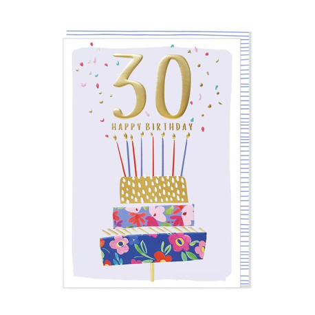 Happy Birthday 30 år med guld print - Fødselsdagskort & kuvert