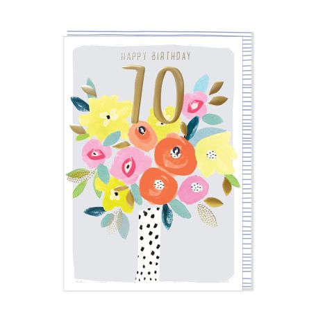 Happy Birthday 70 år med guld print - Fødselsdagskort & kuvert