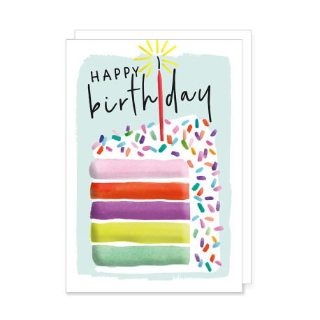 Regnbue lagkage med lys - Fødselsdagskort & kuvert