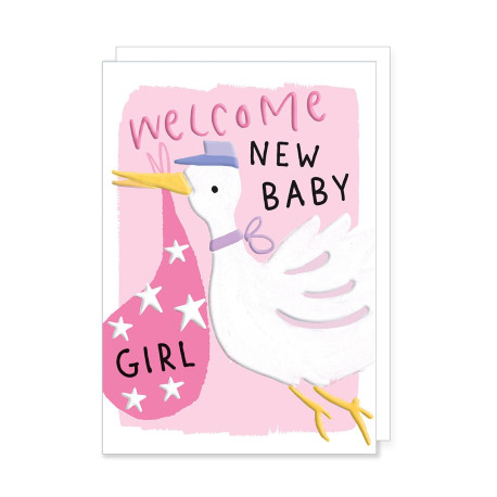 Welcome New Baby Girl - Barselskort & kuvert