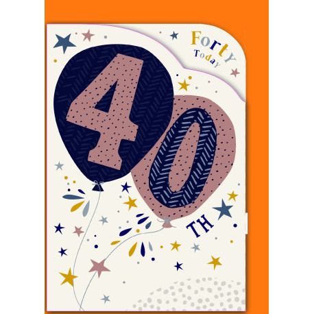 40 års fødselsdag balloner - Kort & kuvert - Paper Rose