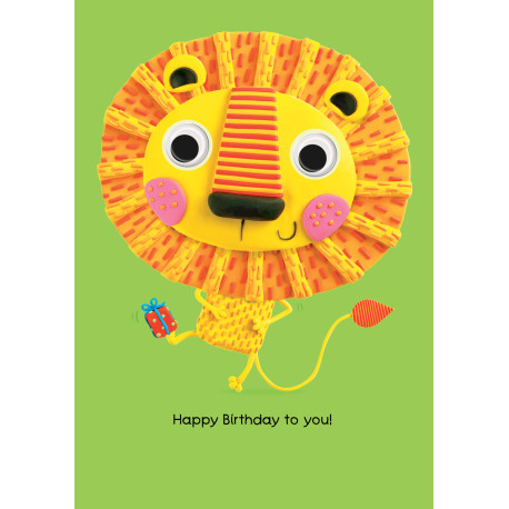 Løve - Fødselsdagskort med præget overflade & kuvert - Paper Rose