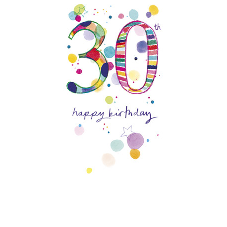  30 år Tillykke - Aflangt fødselsdagskort & kuvert - Paper Rose