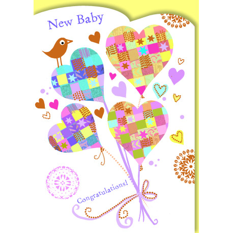 New baby patchwork balloner - Udskåret kort & kuvert - Paper Rose