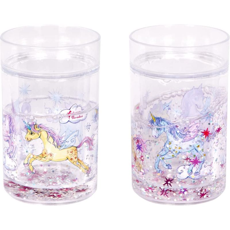 Enhjørning glas med vand & glimmer