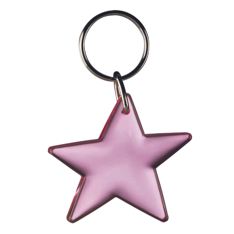 Stjerne pink transparent nøglering & taskepynt
