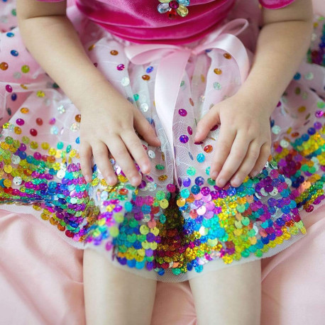 Tylskørt med regnbue pailletter - Udklædning (4-6 år) - Great Pretenders