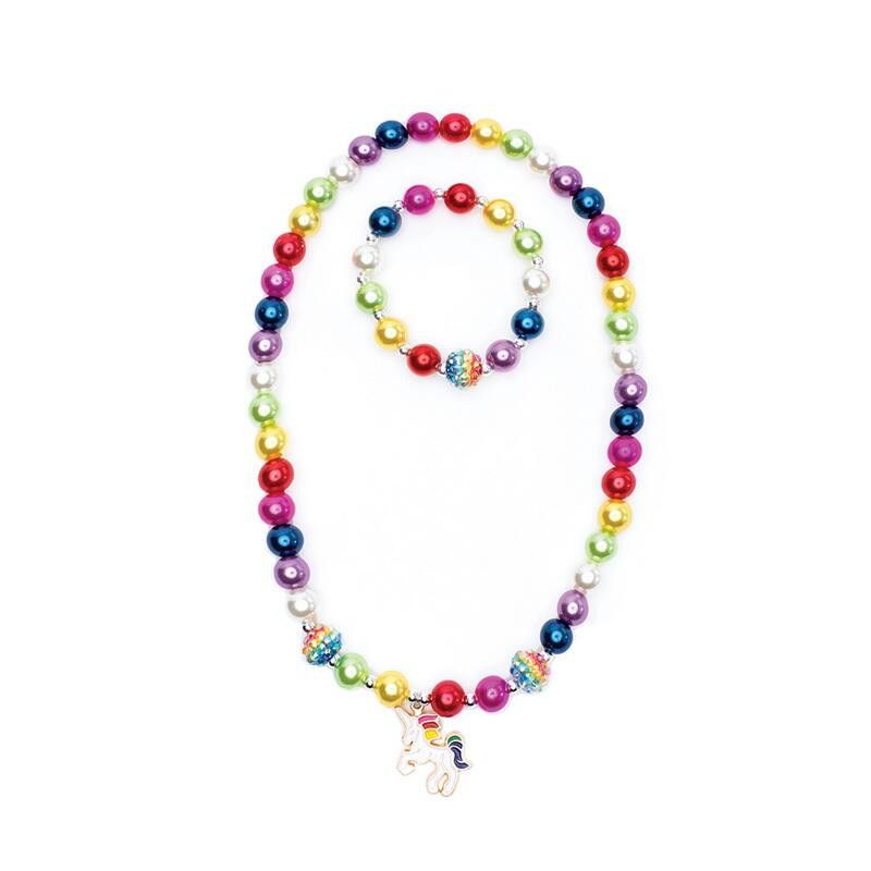 Enhjørning halskæde & armbånd med store perler