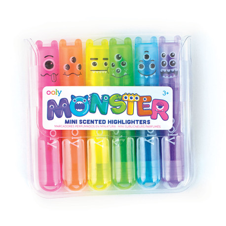Monster - 6 mini neon highligtere med duft - ooly