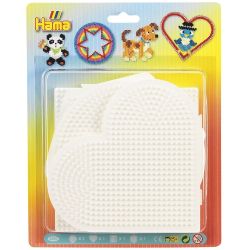 Hjerte, cirkel, firkant & haxagon - Store midi perleplader - Hama