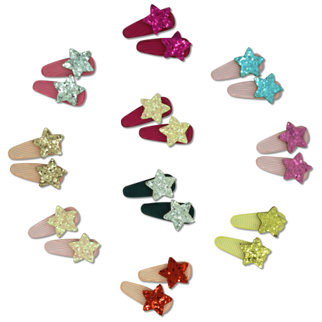 Glimmer stjerne - 2 små hårspænder - Minista