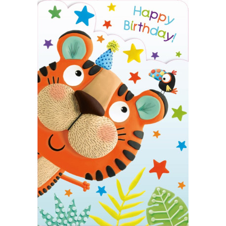 Tiger & tukan - Fold-ud fødselsdagskort & kuvert - Paper Rose