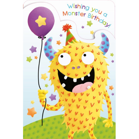 Monster Birthday - Fold-ud fødselsdagskort & kuvert - Paper Rose