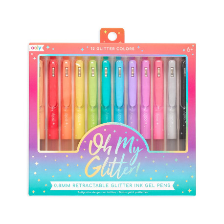 12 Ink Gel Pens med glitter & ergonomisk greb - Ooly