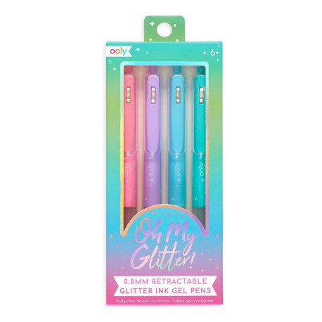 4 Pastel Ink Gel Pens med glitter & ergonomisk greb - Ooly