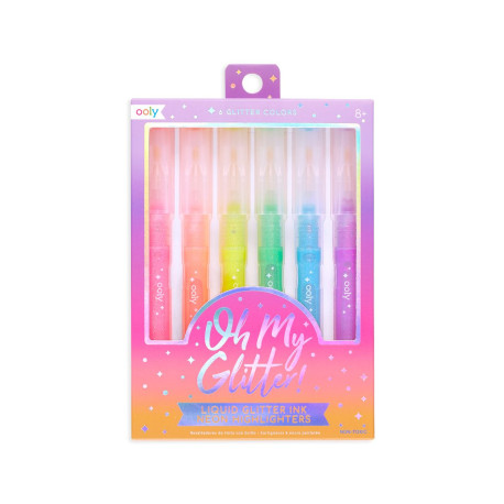 6 Flydende Glitter Neon Highlighter tuscher - Ooly