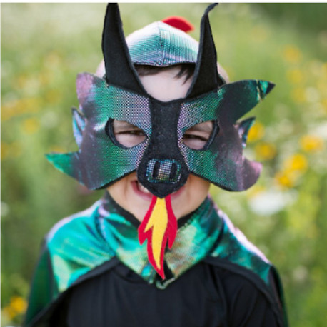 Vendbar drage & ridderkappe med maske - Udklædning (5-6 år) - Great Pretenders