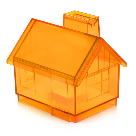 Orange transparent hus - Sparebøsse med nøglelås