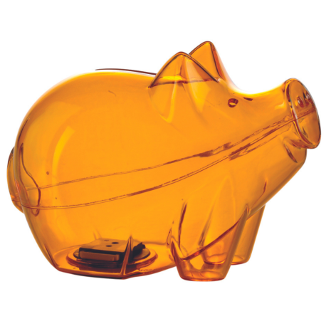 Stor orange transparent cutie gris - Sparebøsse med nøglelås