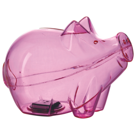 Stor lyserød transparent cutie gris - Sparebøsse med nøglelås