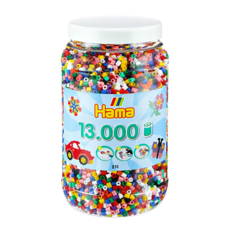 Klassiske farver mix 2 - 13000 stk. perler i bøtte - Hama